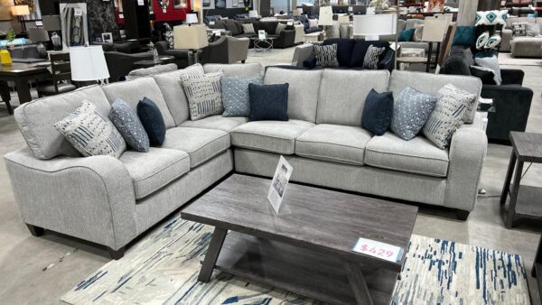 Modern Grey Couch 2-Piece Sofa Loveseat With 4-Throw Pillows