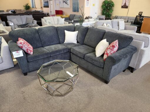 Charcoal Sectional 2-Piece Sofa Loveseat Fabric Upholstery