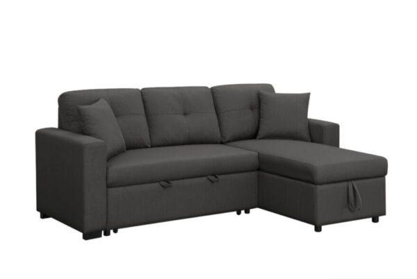 Mini Heaven Left-Facing With Chaise Storage And Pull-Out Bed Button-Tufted Back Cushions