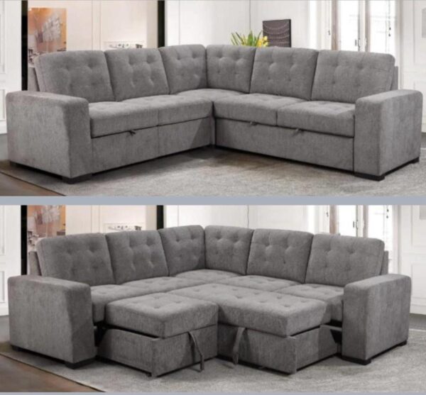 Cozy Corner Sectional Sofa with Pull-Out Sleeper Bed Chaise - Image 2