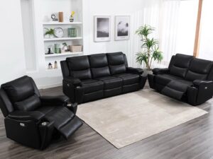Dream Motion 3-Piece Power Recliner Sofa Loveseat Chair (Leather Gel & Fabric)