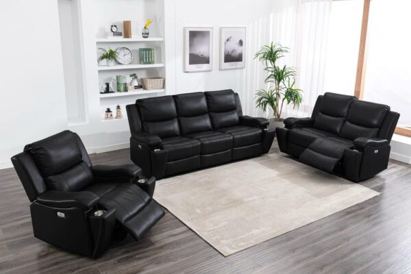 Dream Motion 3-Piece Power Recliner Sofa Loveseat Chair (Leather Gel & Fabric)