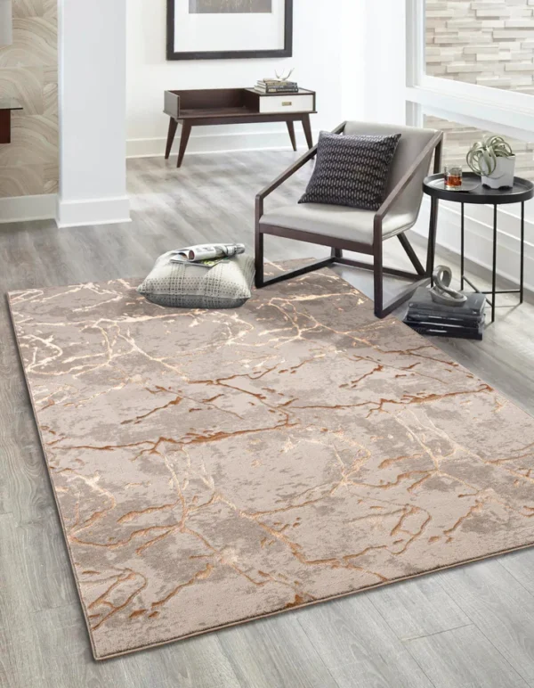 Gold Beige Contemporary Rug - Image 4
