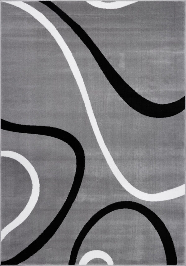 Turkish Light Gray Spirals Contemporary Rug - Image 2