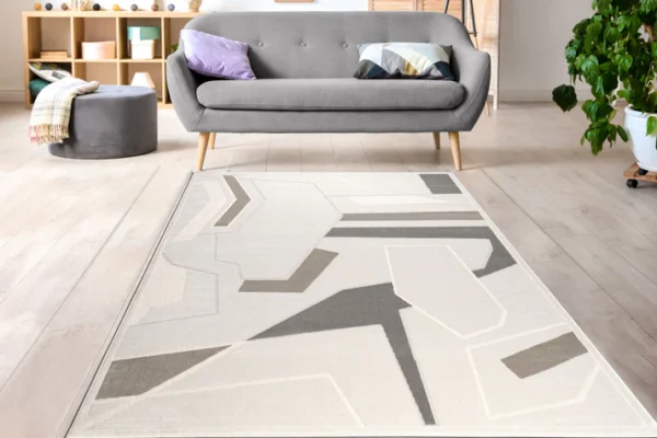 Beige Brown Geometric Contemporary Rug