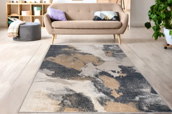 Beige Brown Metalic Contemporary Rug - Image 6