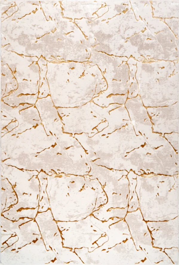 Gold Beige Contemporary Rug - Image 2